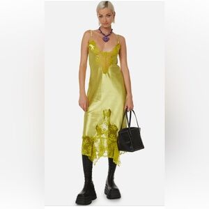 NWT $630 Collina STRADA ARTICHOKE AMMI DRESS, Size Large, 100% Viscose